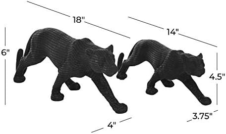 Deco 79 Polystone Leopard Statues Set of 2
