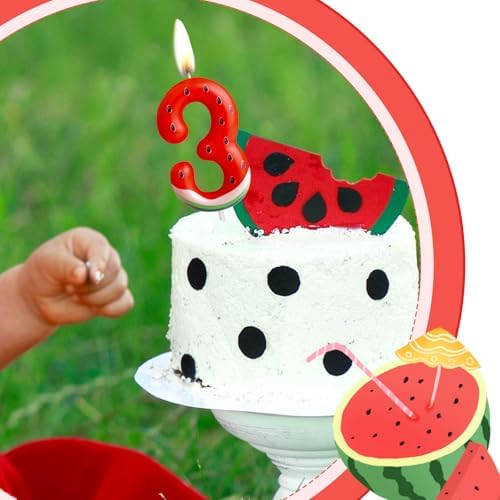 Watermelon Number 1 Birthday Candle for Baby Girl Boy Celebration Cake Topper