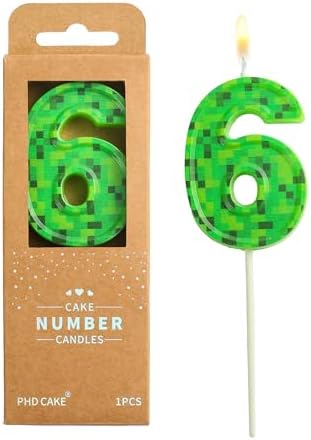 PHD CAKE 276 Inch Pixel Birthday Candles Green Number