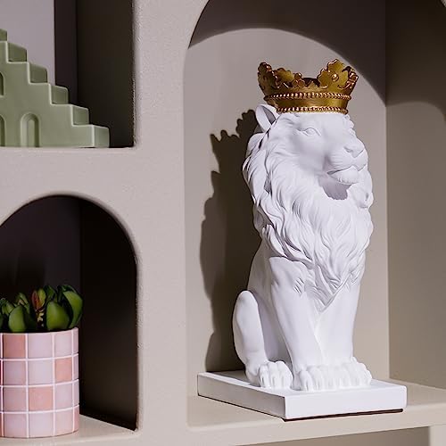 White Lion Statue 15 Inch Home Decor Sculpture