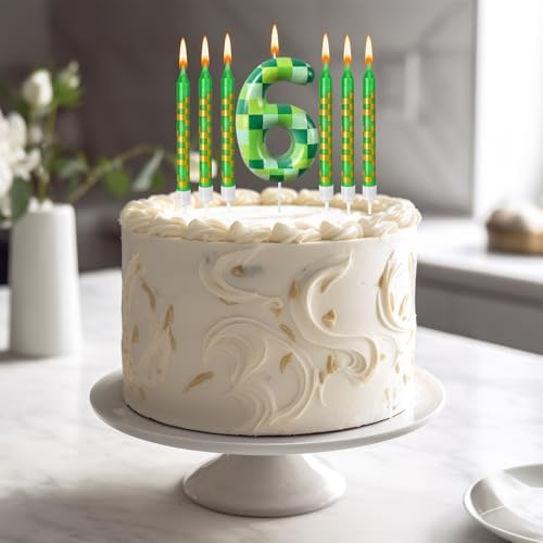 Zlongron 13 Piece Green Pixel Birthday Candles