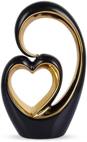 LCCCK Black and Gold Heart Love Statue Decor