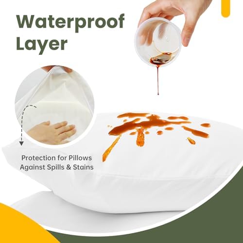 Fairpeak Waterproof Pillow Protector 4 Pack King Size with Zipper