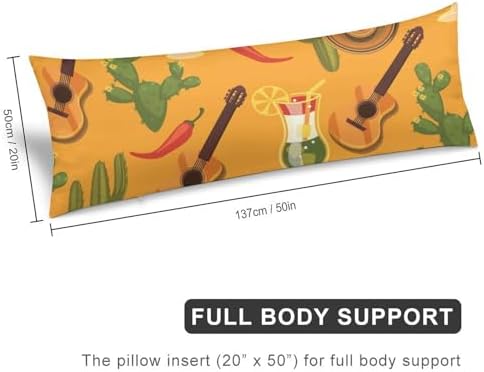 Traditional Mexican Symbols Body Pillow Cover with Zipper 20x54