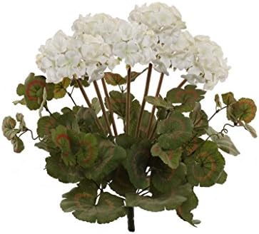 Larksilk White Artificial Geranium Bush 18-Inch