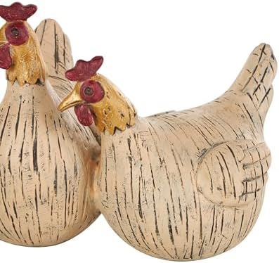 Deco 79 Polystone Chicken Statue with Gold Heads 1