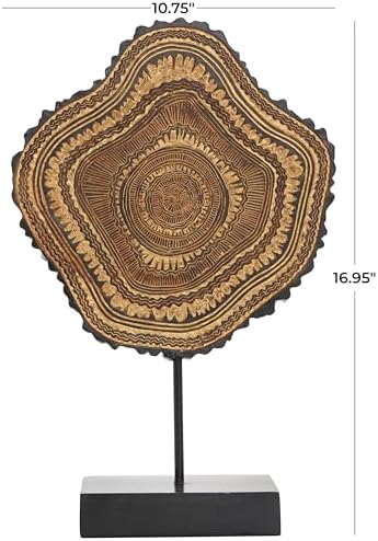 Deco 79 Brown Resin Tribal Sculpture with Black Stand