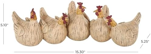 Deco 79 Polystone Chicken Statue with Gold Heads 1