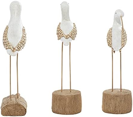 Deco 79 White Polystone Bird Sculptures Set of 3