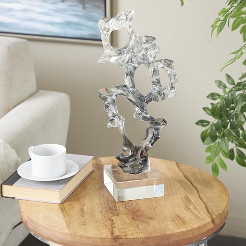 Deco 79 Abstract Glass Sculpture with Clear Base