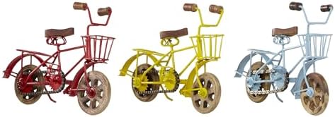 Deco 79 Artistic Metal Bike Statues with Wood Wheels Set of 3
