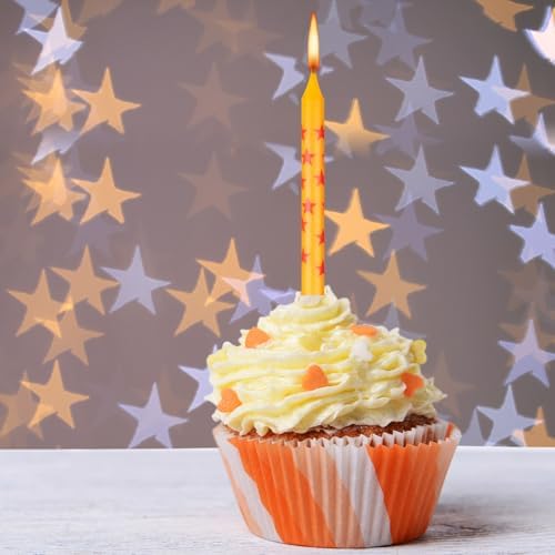 12 Pcs Anime Star Themed Birthday Candles Yellow and Red Print