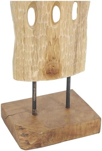 Deco 79 Teak Wood Abstract Sculpture with Live Edge Base 1