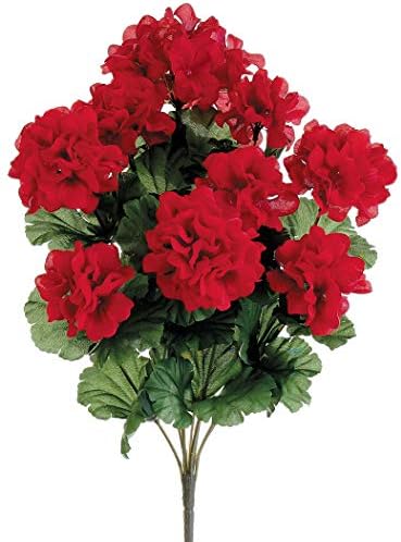 17 Silk Geranium Flower Bush - Red Case of 12