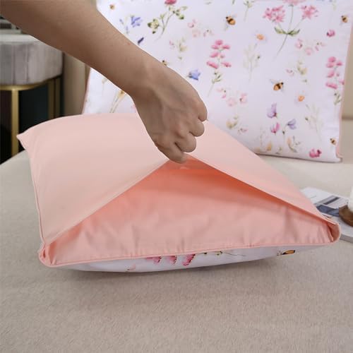 RYNGHIPY Egyptian Cotton King Pillowcases with Floral Bees Print 1