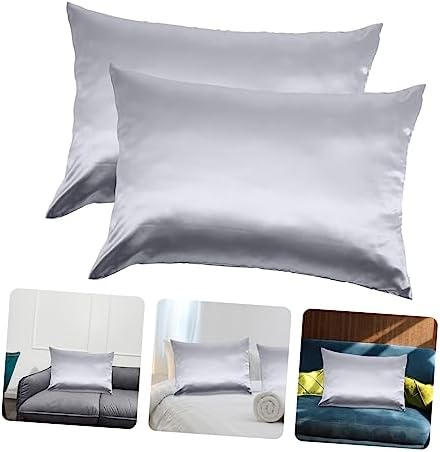 ABOOFAN 2pc Cooling Polyester Pillowcases Breathable Deep Grey