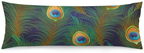 MEIKKO Peacock Feathers Pattern Body Pillow Cover with Zipper 20x54