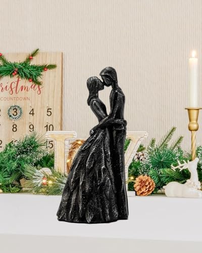 Prettidecor Kissing Couple Statue Black Wedding Gift