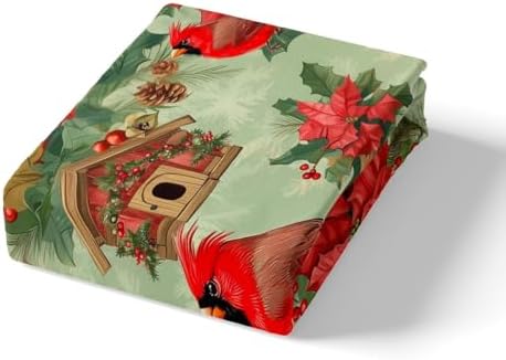 Castle Fairy Christmas Cardinal Fitted Sheet Twin Size 1