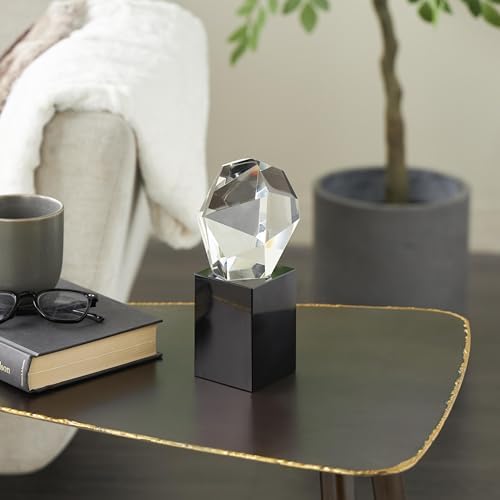 Deco 79 Glass Abstract Decorative Statue with Black Base