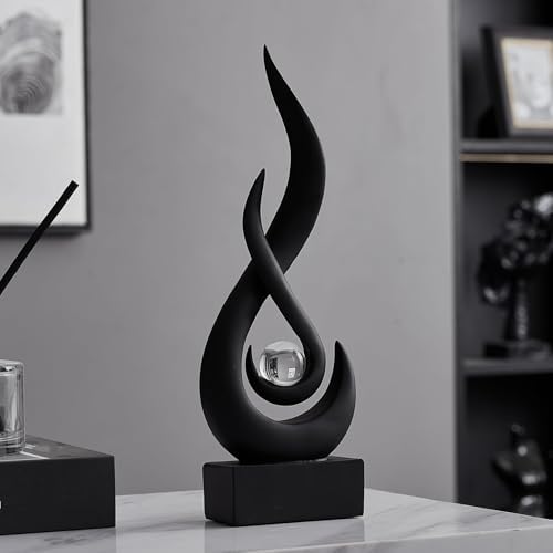 Flame Sculpture Light Luxury Resin Art Decoration Black