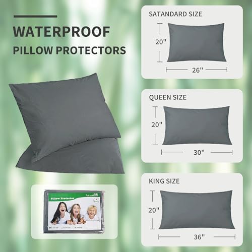 Safe and Sound Waterproof Pillow Protector 20x30 Inch 2 Pack Grey 1