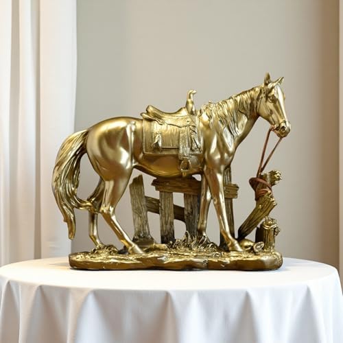 Golden Horse Statue Figurine Sculpture Resin Decor