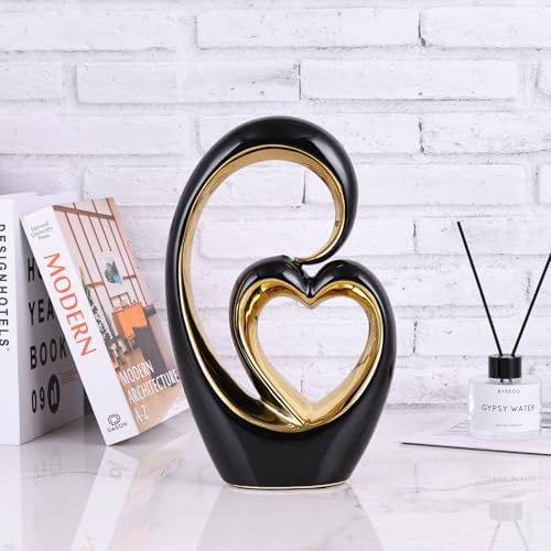 LCCCK Black and Gold Heart Love Statue Decor