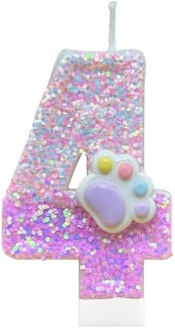 CasaPopz Dog Paw Number 4 Birthday Candle