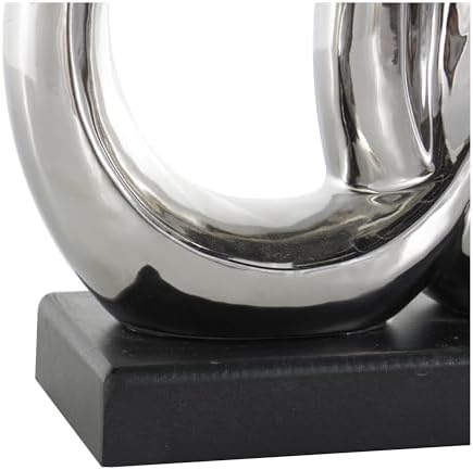 Deco 79 Ceramic Family Sculpture with Black Base 12 x 10 Silver