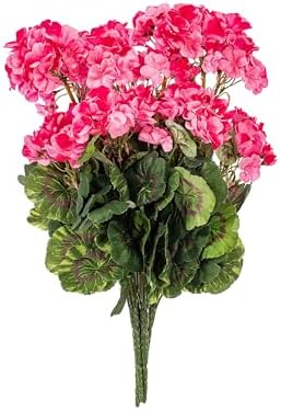 Vickerman Artificial 20 Pink Geranium Bush 4-Pack