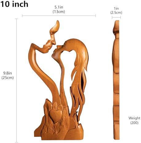 Wooden Kissing Couple Ornament 10 Inch