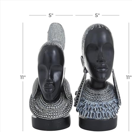 Deco 79 Polystone African Woman Statue Set of 2