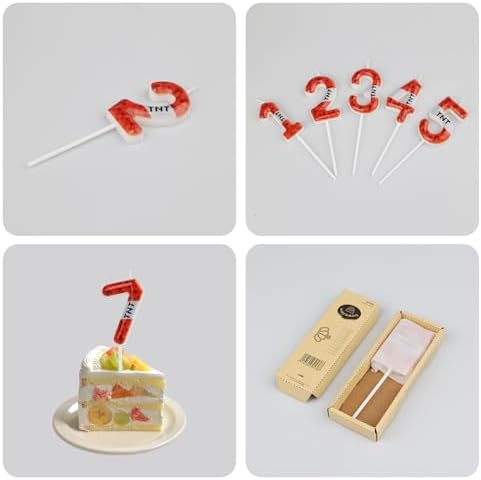 TNT Themed Birthday Candles Number 10 Pixel Cake Topper for Kids