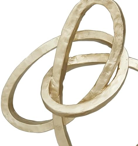 Deco 79 Polystone Abstract Gold Sculpture with Black Base