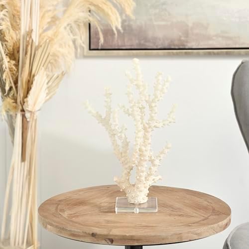 Deco 79 Cream Coral Sculpture with Clear Acrylic Base