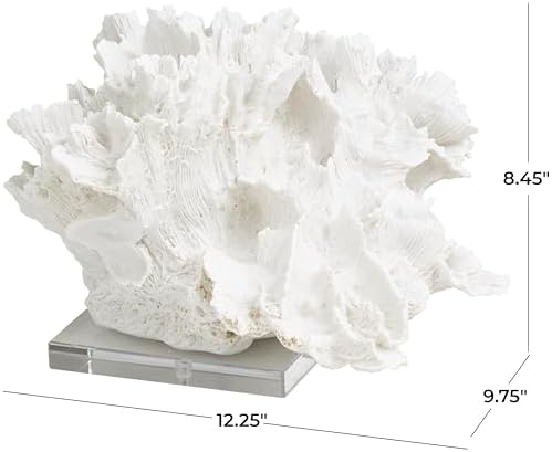 Deco 79 White Coral Sculpture with Clear Acrylic Base