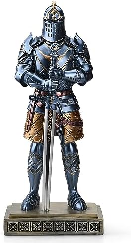 Medieval Knight Statue with Sword Blue 1512 Inch