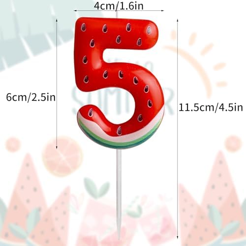 Watermelon Number 1 Birthday Candle for Baby Girl Boy Celebration Cake Topper