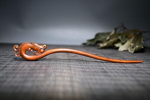 Handcrafted Boxwood Dragon Hairpin Sculpture
