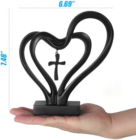 DreamsEden Romantic Wedding Sculpture - Two Hearts and Cross Decor