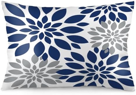 Blue Dahlia Flower Pillowcase Queen Size 20x30 Inch