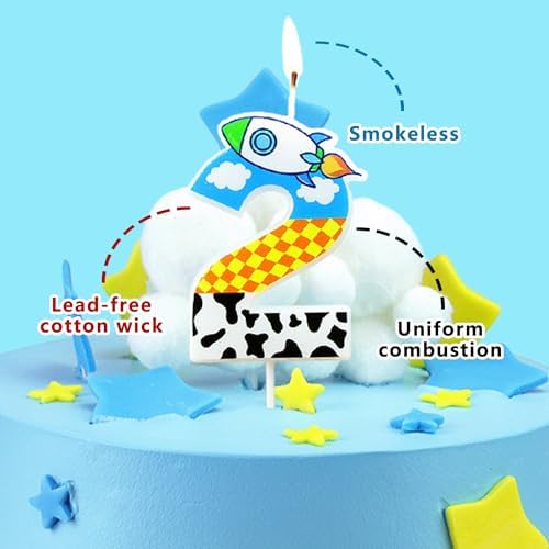 CHENRINDECO Cartoon Rocket Birthday Candle Toy Theme Decor
