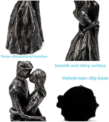 Prettidecor Kissing Couple Statue Black Wedding Gift
