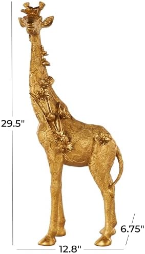 Deco 79 Satin Gold Resin Giraffe Sculpture