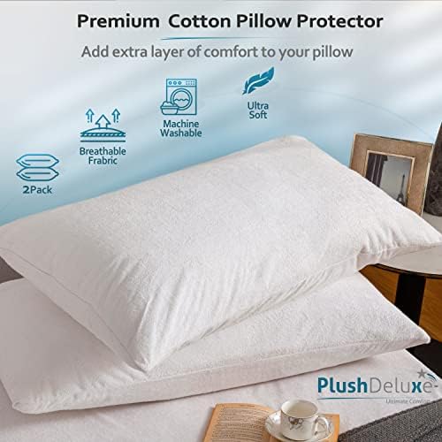 PlushDeluxe Premium Waterproof Pillow Protectors Set of 2