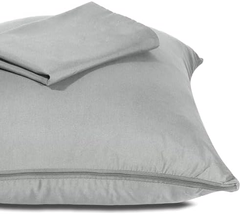 MICROPUFF Zippered Pillow Protectors Queen 20x30 Gray 4 Pack