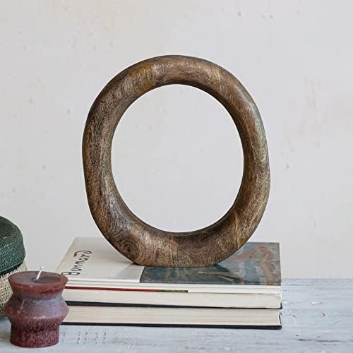 Creative Co-Op Modern Decorative Carved Wood Standing Circle