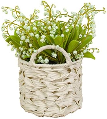 National Tree Company Artificial Lily of the Valley Bouquet with White Basket