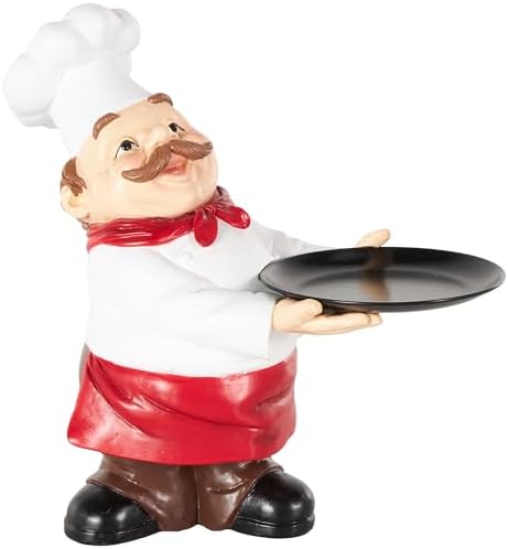 Deco 79 Polystone Chef Statue with Black Tray